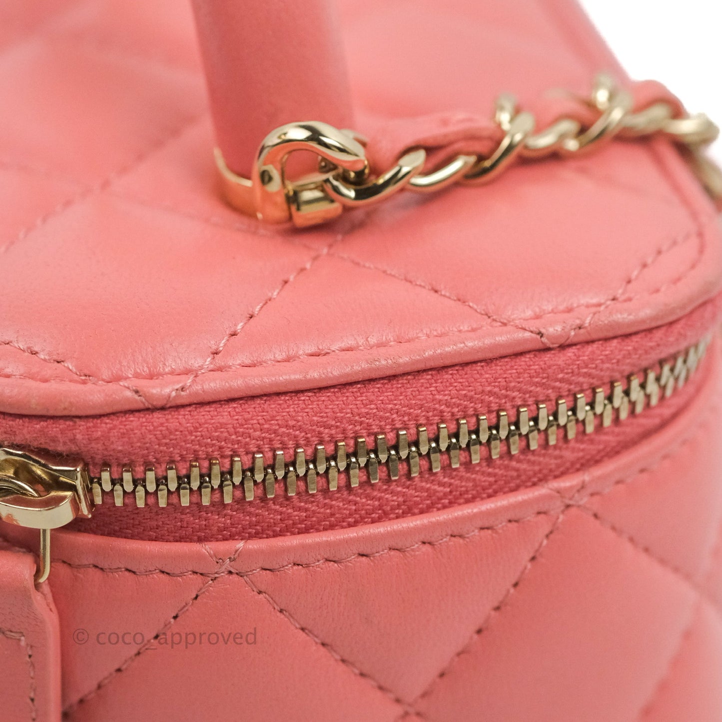 Chanel Vanity Rectangular Top Handle Pink Lambskin Gold Hardware