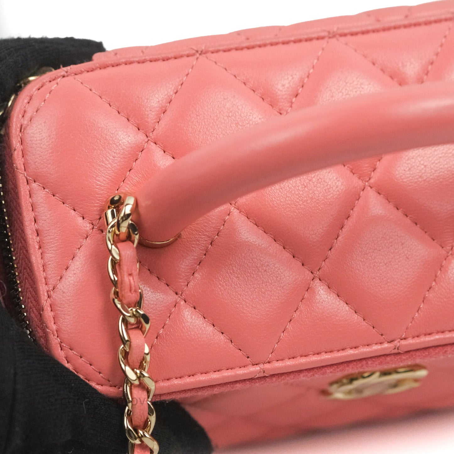 Chanel Vanity Rectangular Top Handle Pink Lambskin Gold Hardware
