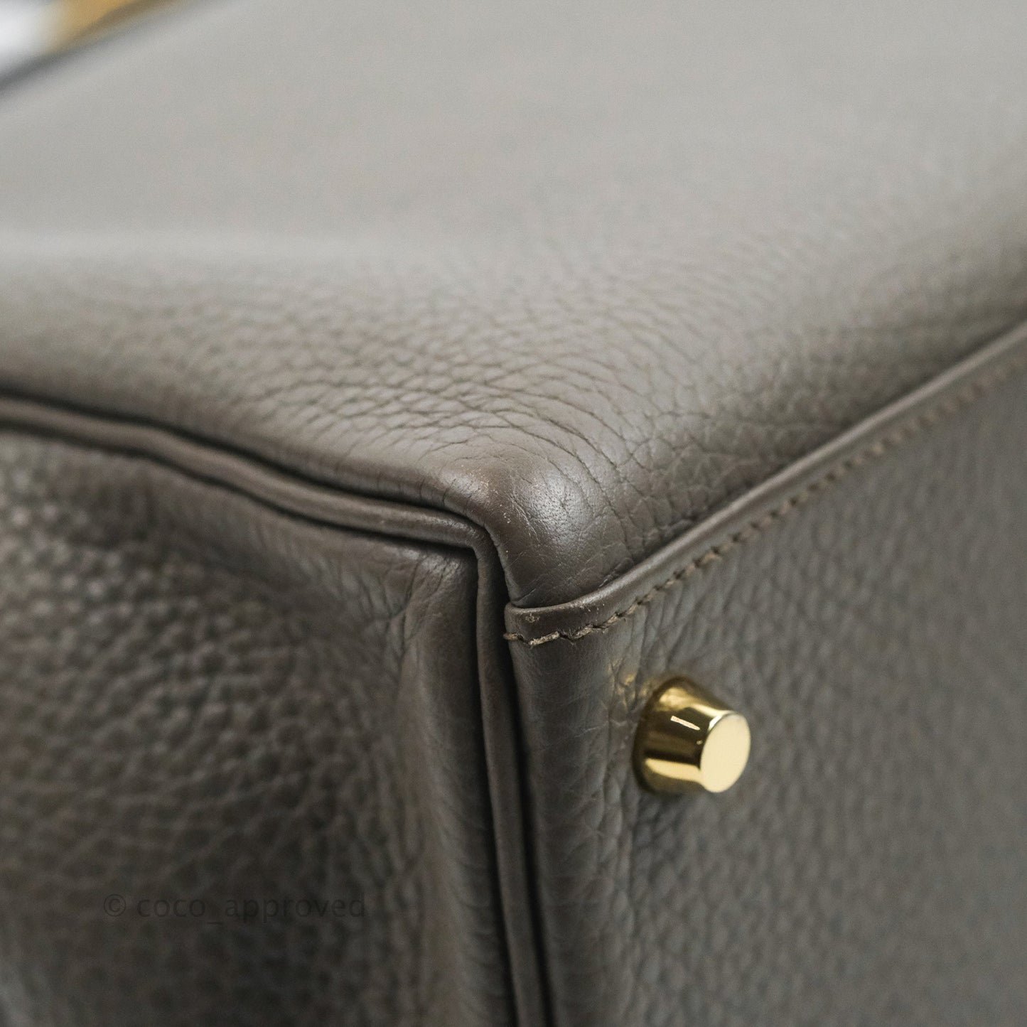 Hermès Kelly 35 Retourne Etain Clemence Gold Hardware