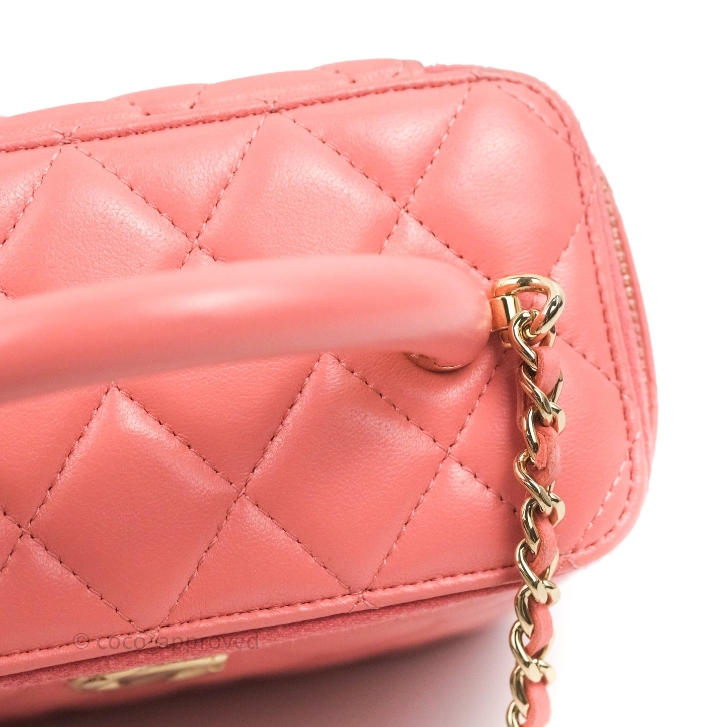 Chanel Vanity Rectangular Top Handle Pink Lambskin Gold Hardware