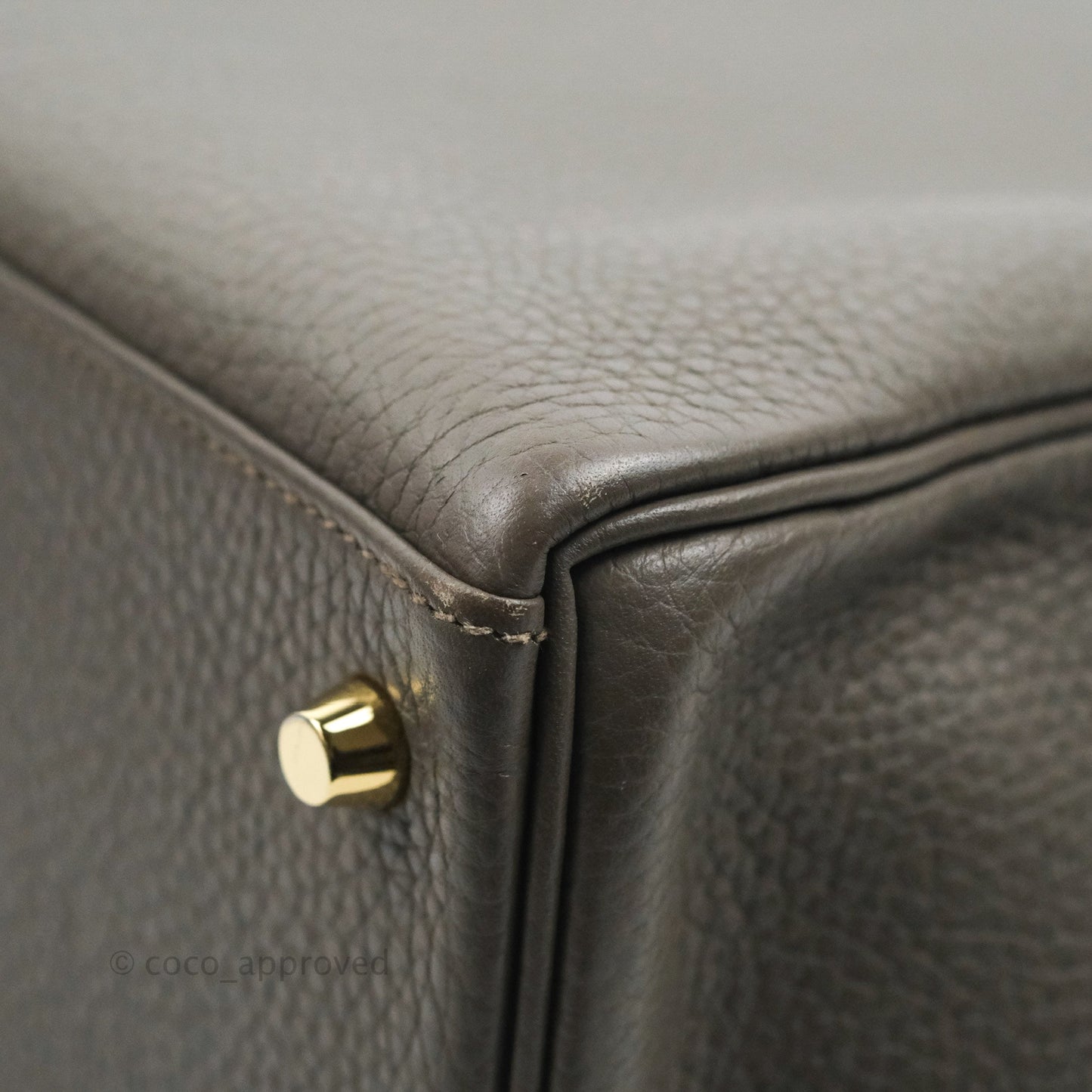 Hermès Kelly 35 Retourne Etain Clemence Gold Hardware