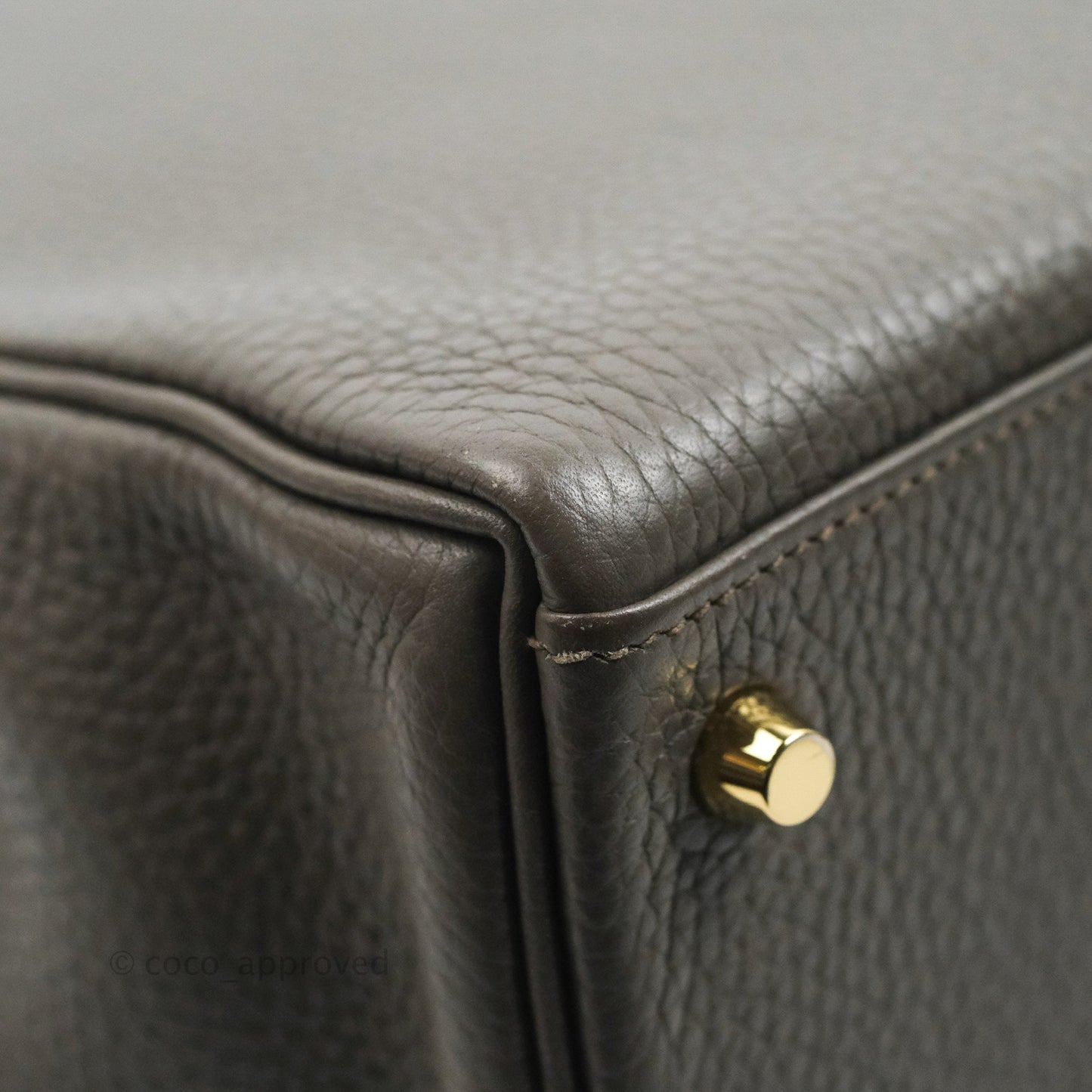 Hermès Kelly 35 Retourne Etain Clemence Gold Hardware