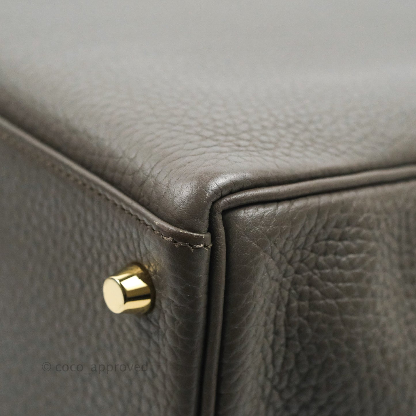Hermès Kelly 35 Retourne Etain Clemence Gold Hardware