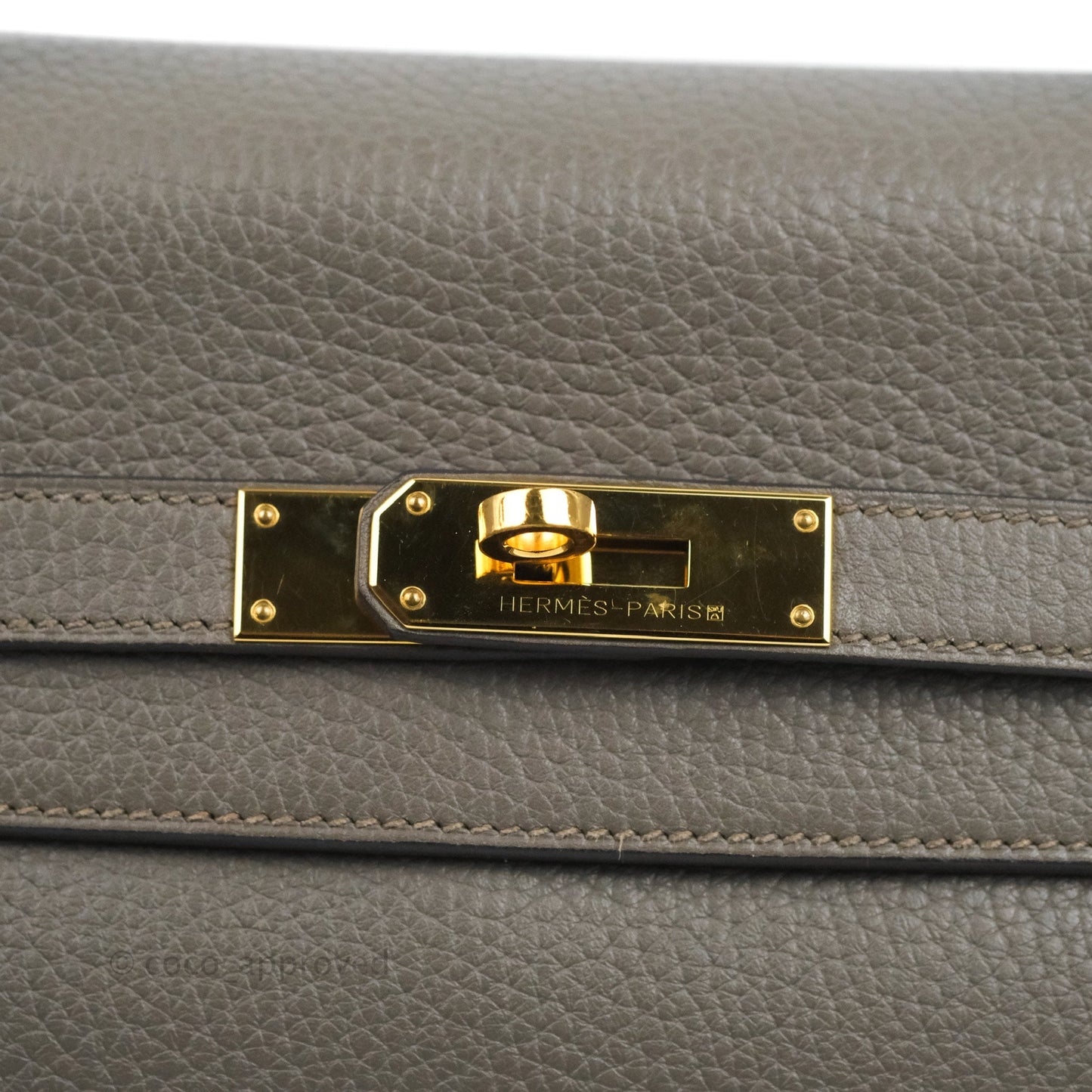 Hermès Kelly 35 Retourne Etain Clemence Gold Hardware