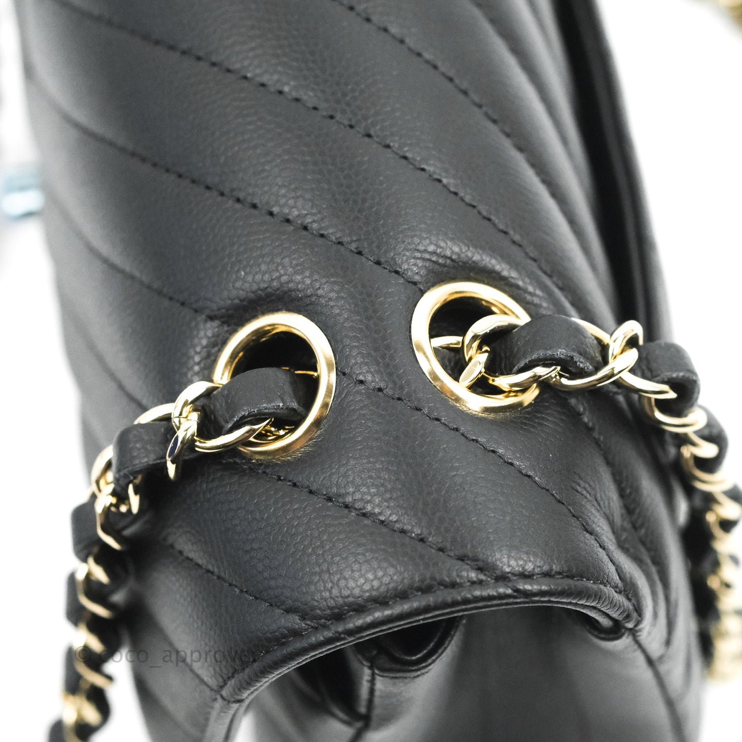 Chanel Classic Chevron S/M Small Double Flap Black Caviar Gold Hardware