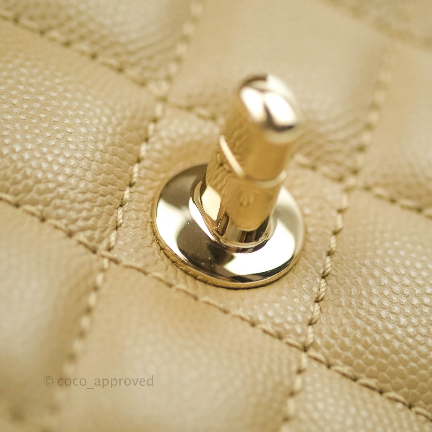 Chanel Mini Beige Coco Handle Quilted Caviar Gold Hardware Embossed Lizard Handle 21A