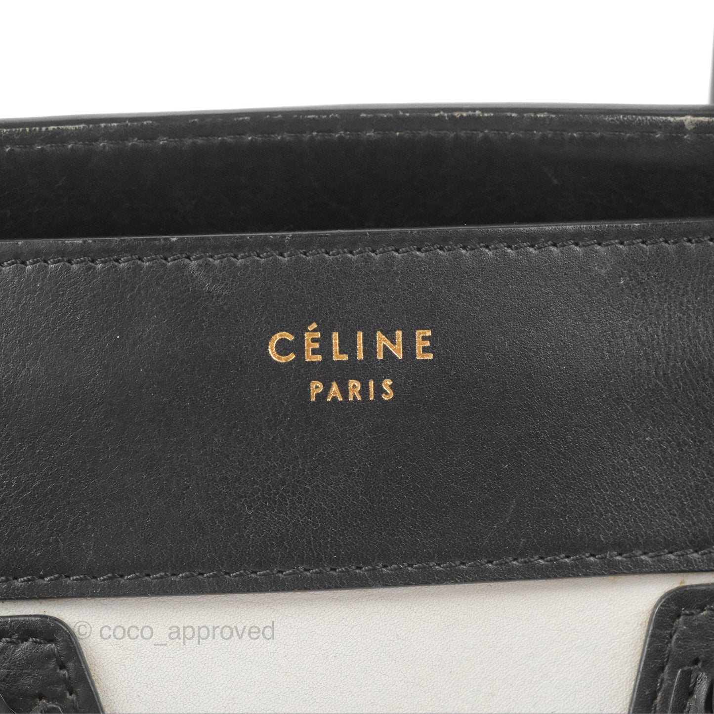 Celine Mini Luggage Bag Black/White/Brown Calfskin