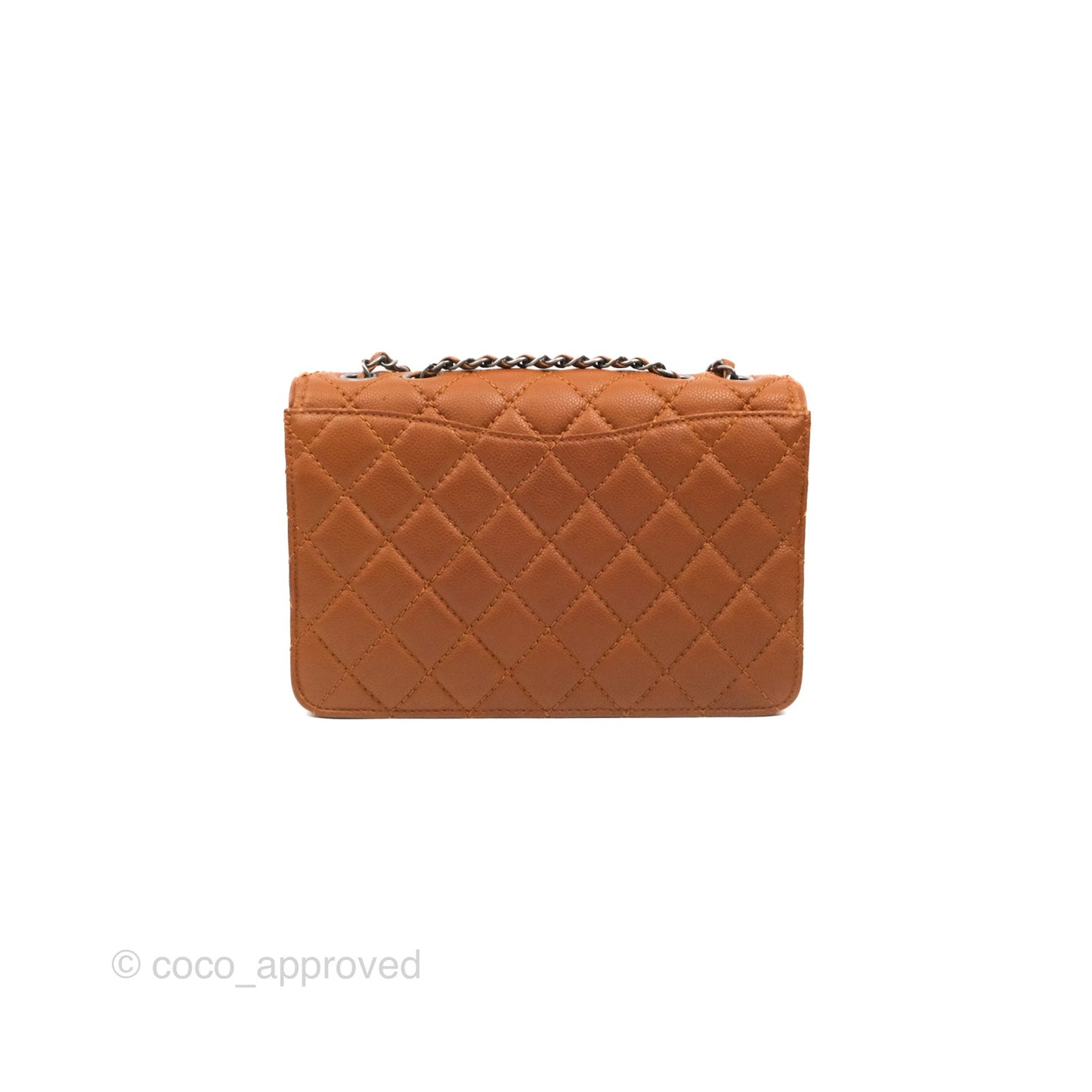 Chanel Flap Bag Quilted Caramel Brown Caviar Ruthenium Hardware
