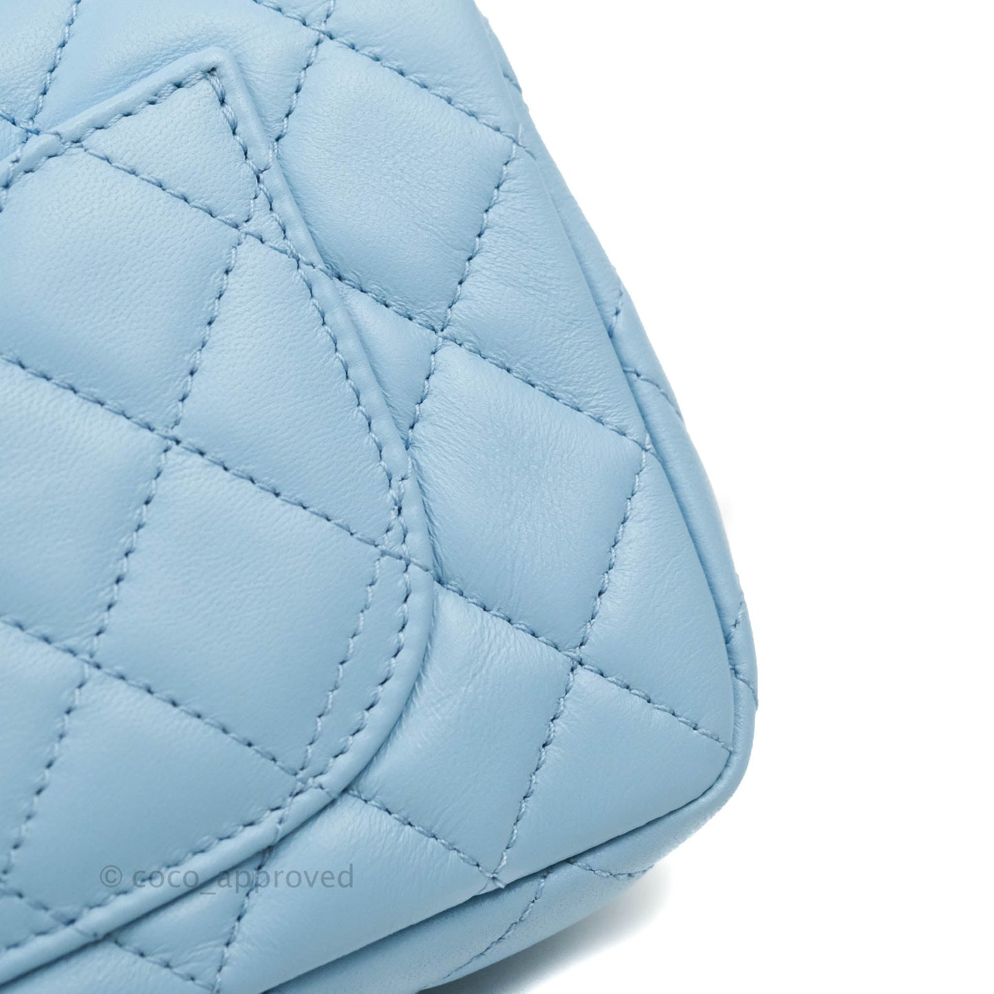 Chanel Mini Rectangular Pearl Crush Quilted Blue Lambskin Aged Gold Hardware