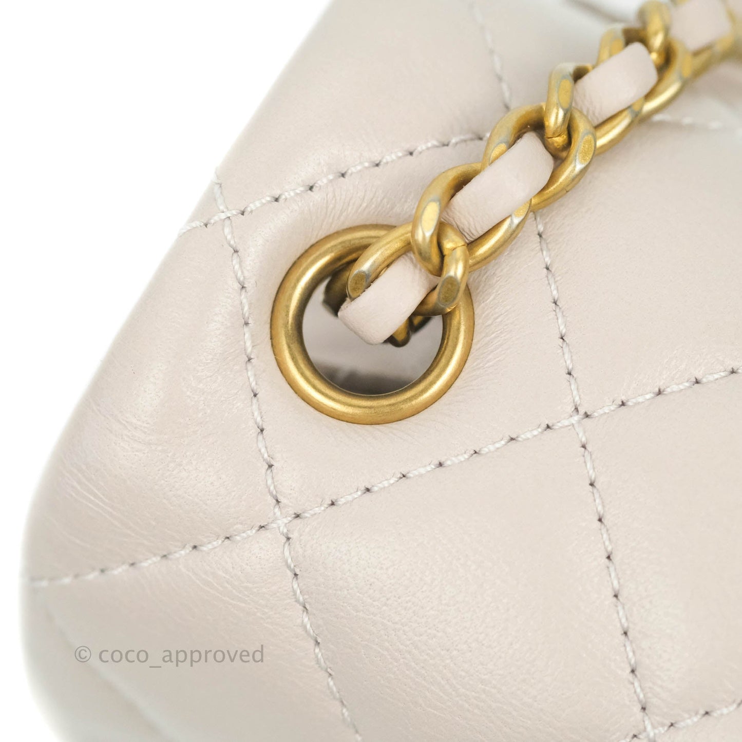 Chanel Mini Square Pearl Crush Quilted Pale Lilac Lambskin Gold Hardware