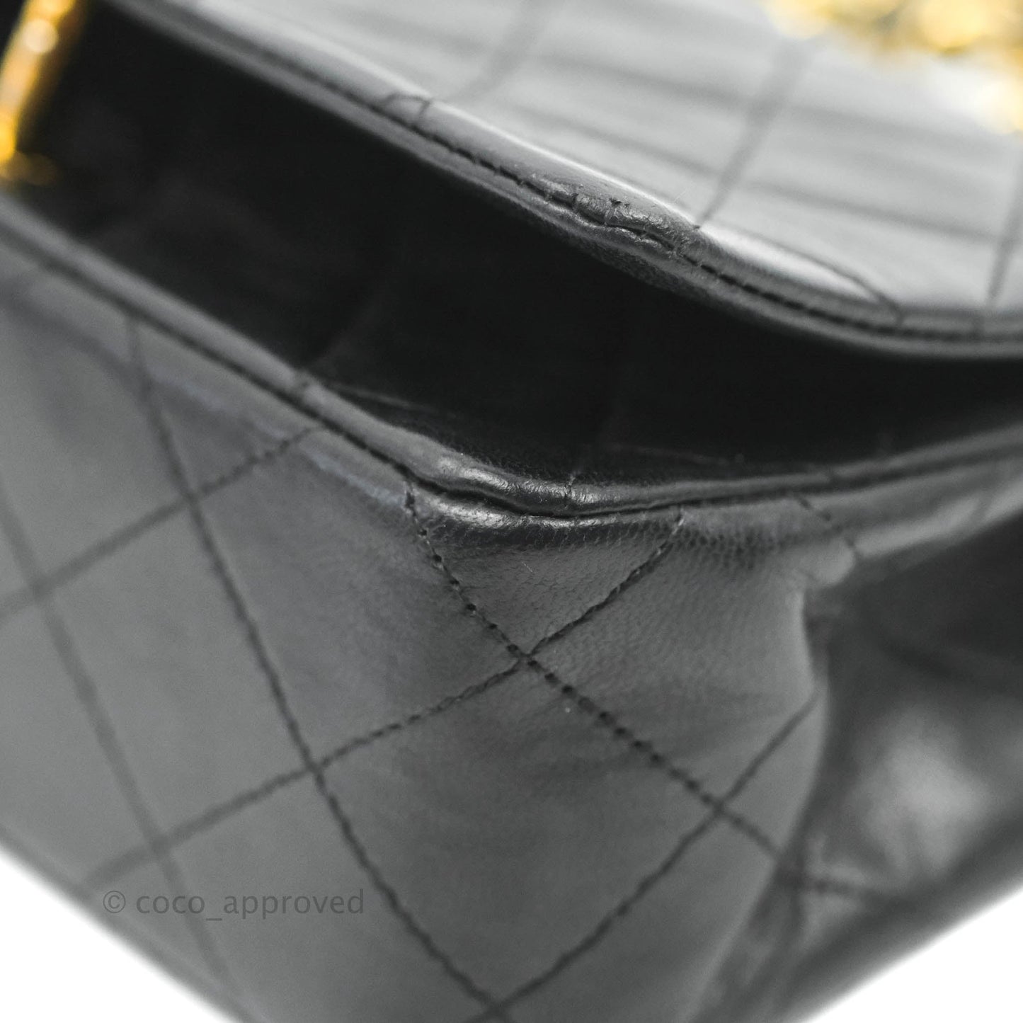 Chanel Vintage Small Single Full Flap Bag Black Lambskin 24K Gold Hardware
