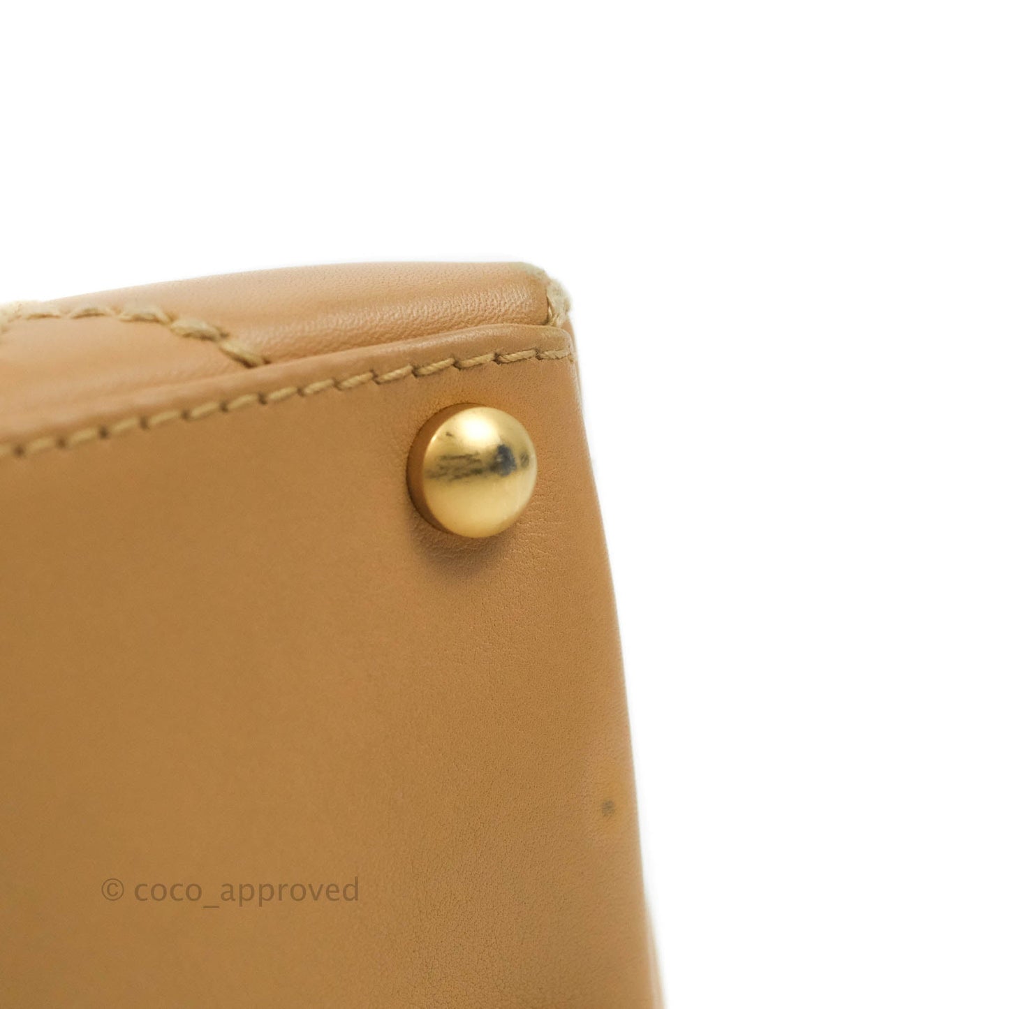Chanel Vintage Quilted CC Tote Bag Beige Calfskin Gold Hardware