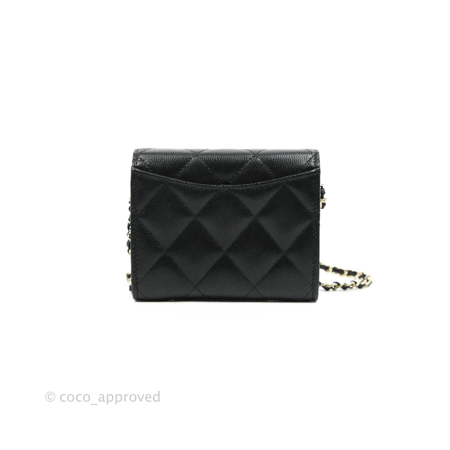 Chanel Mini Wallet With Chain Black Caviar Gold Hardware