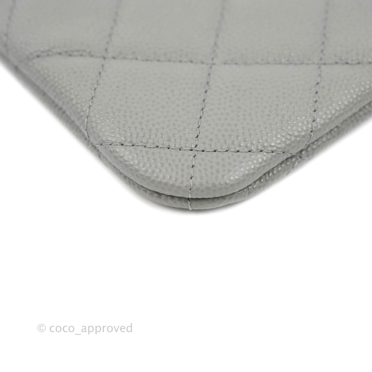 Chanel Quilted Mini O Case Grey Caviar Silver Hardware