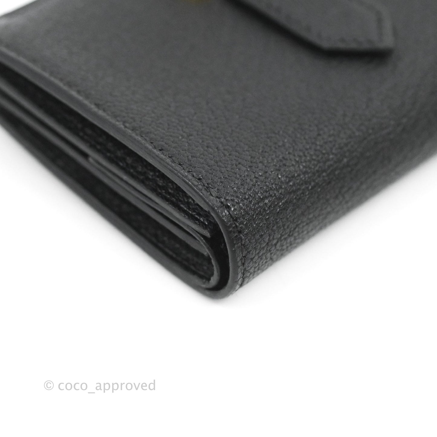Hermes Bearn Mini Wallet Mysore Black Gold Hardware