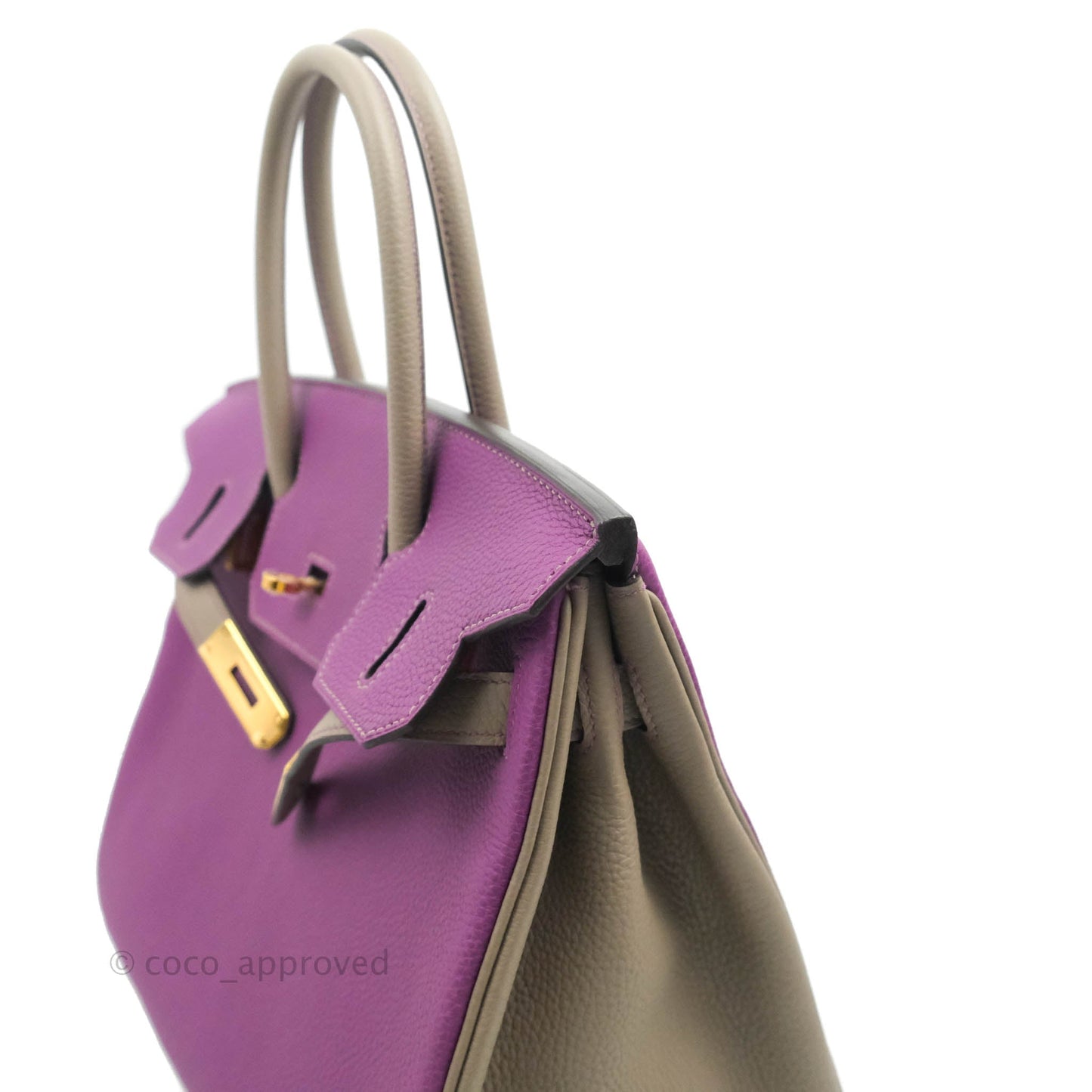 Hermès Birkin 30 Special Order Anemone P9 Gris Asphalt M8 Togo Gold Hardware