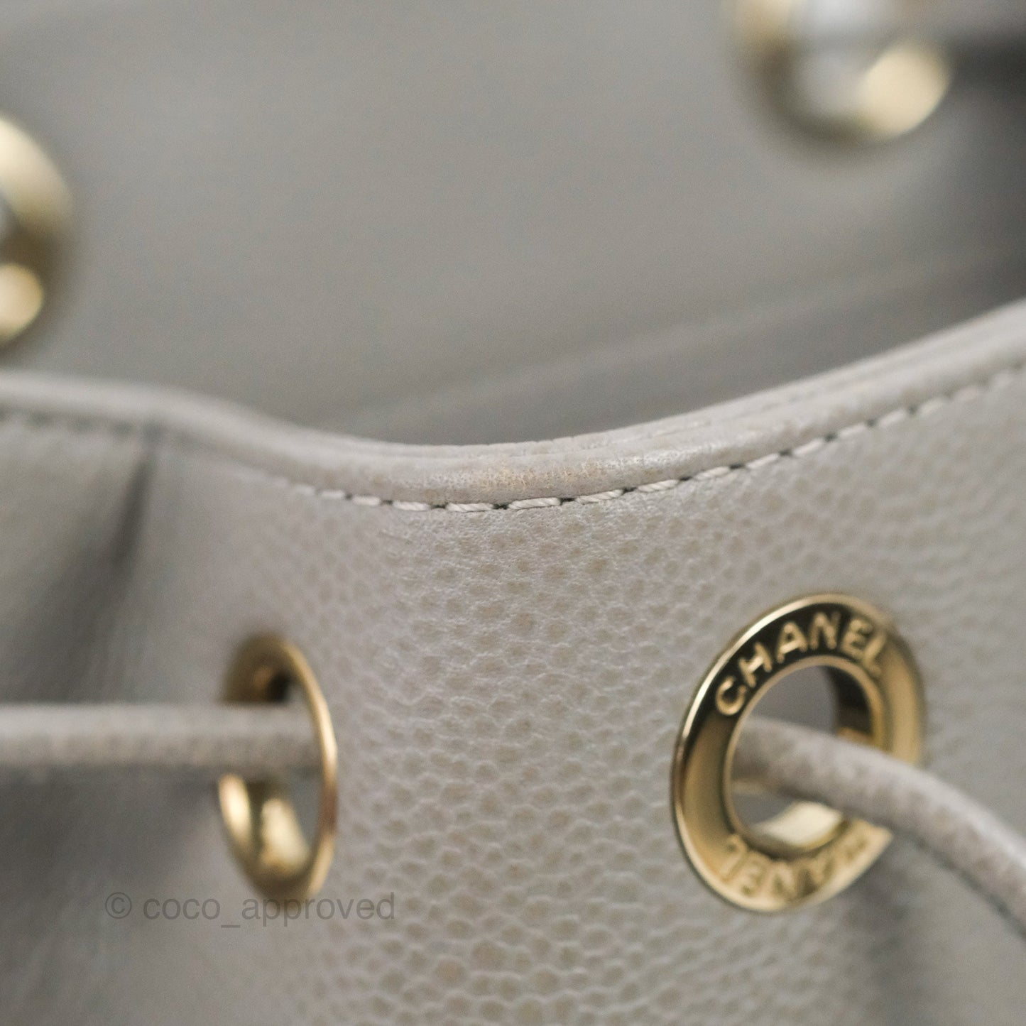 Chanel Business Affinity Drawstring Bucket Bag Grey Caviar Gold Hardware