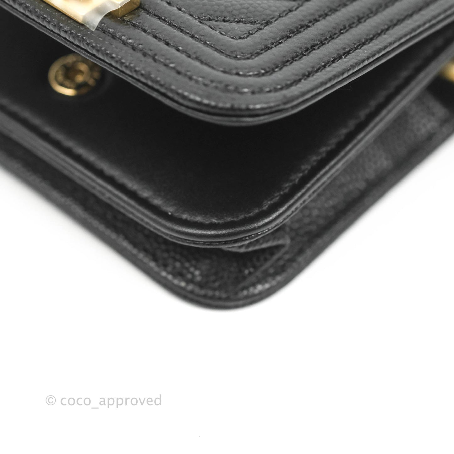 Chanel Chevron Boy Belt Bag Black Caviar Aged Gold Hardware