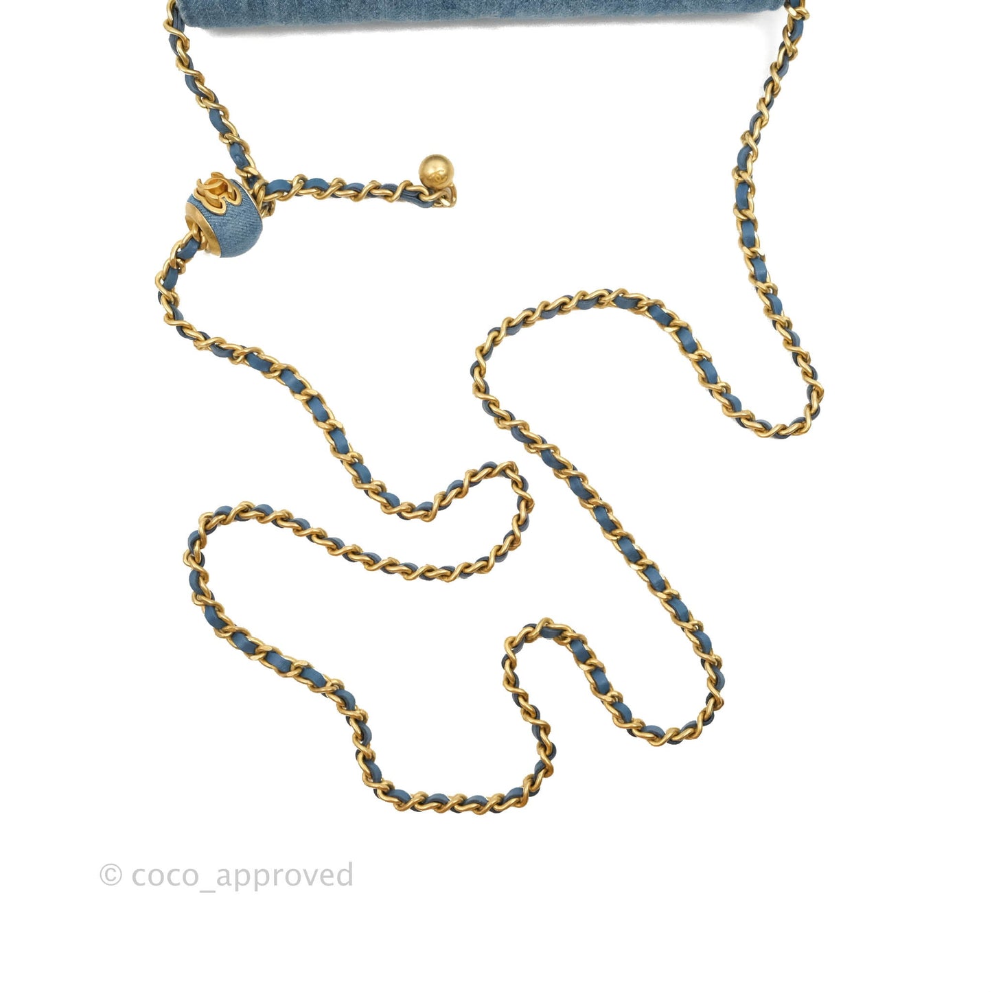 Chanel Quilted Pearl Crush Wallet on Chain WOC Denim Aged Gold Hardware