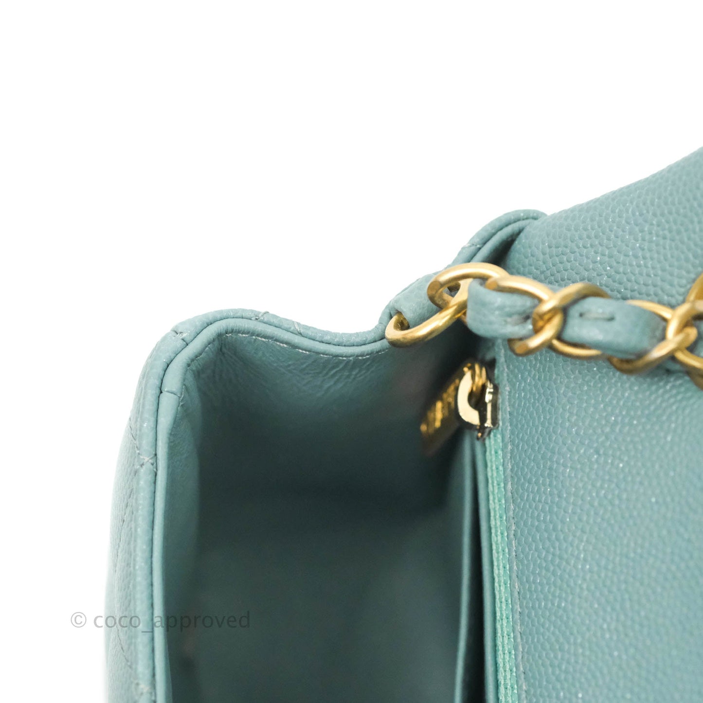 Chanel Quilted Mini Rectangular Flap Iridescent Blue Aged Gold Hardware 18C