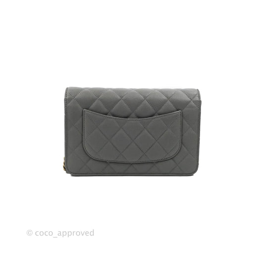 Chanel Quilted Classic Wallet on Chain WOC Grey Caviar Gold Hardware