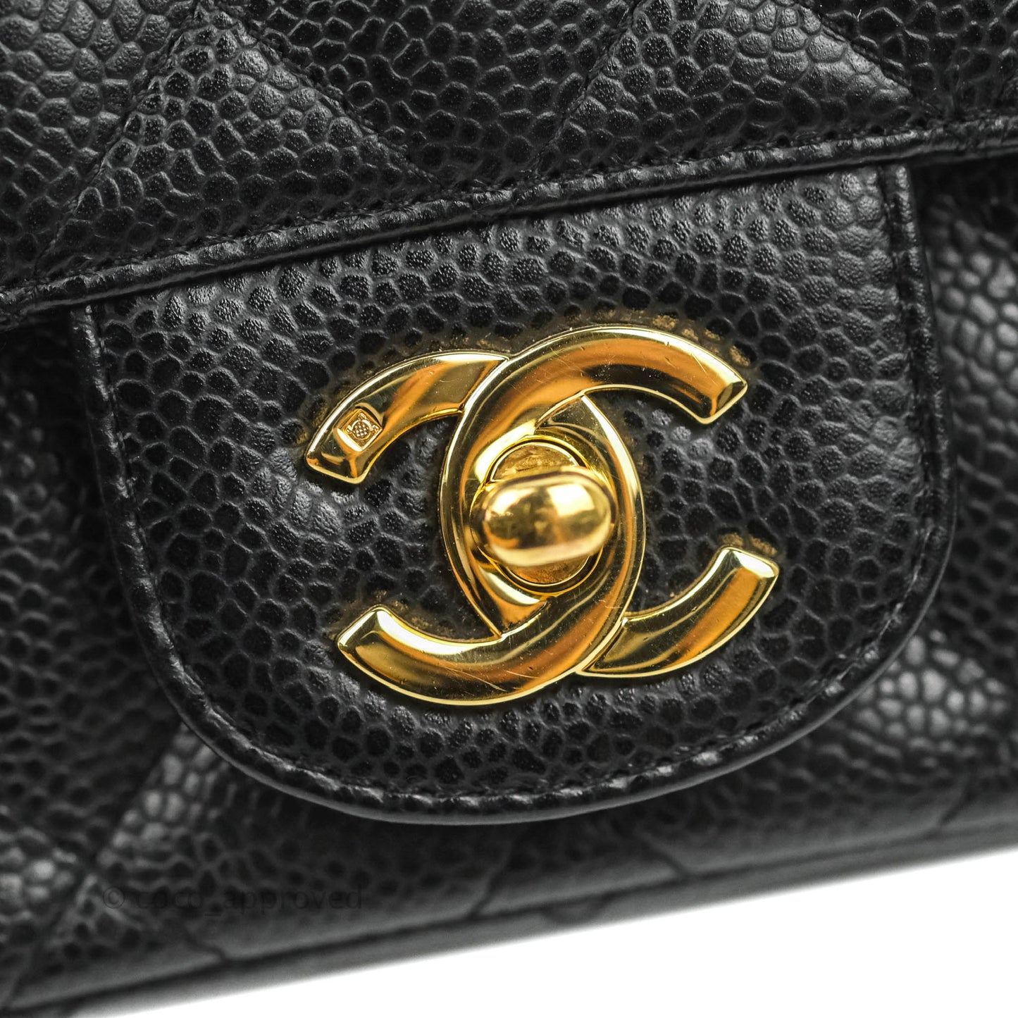 Chanel Quilted Mini Square Flap Bag Black Caviar 24K Gold Hardware