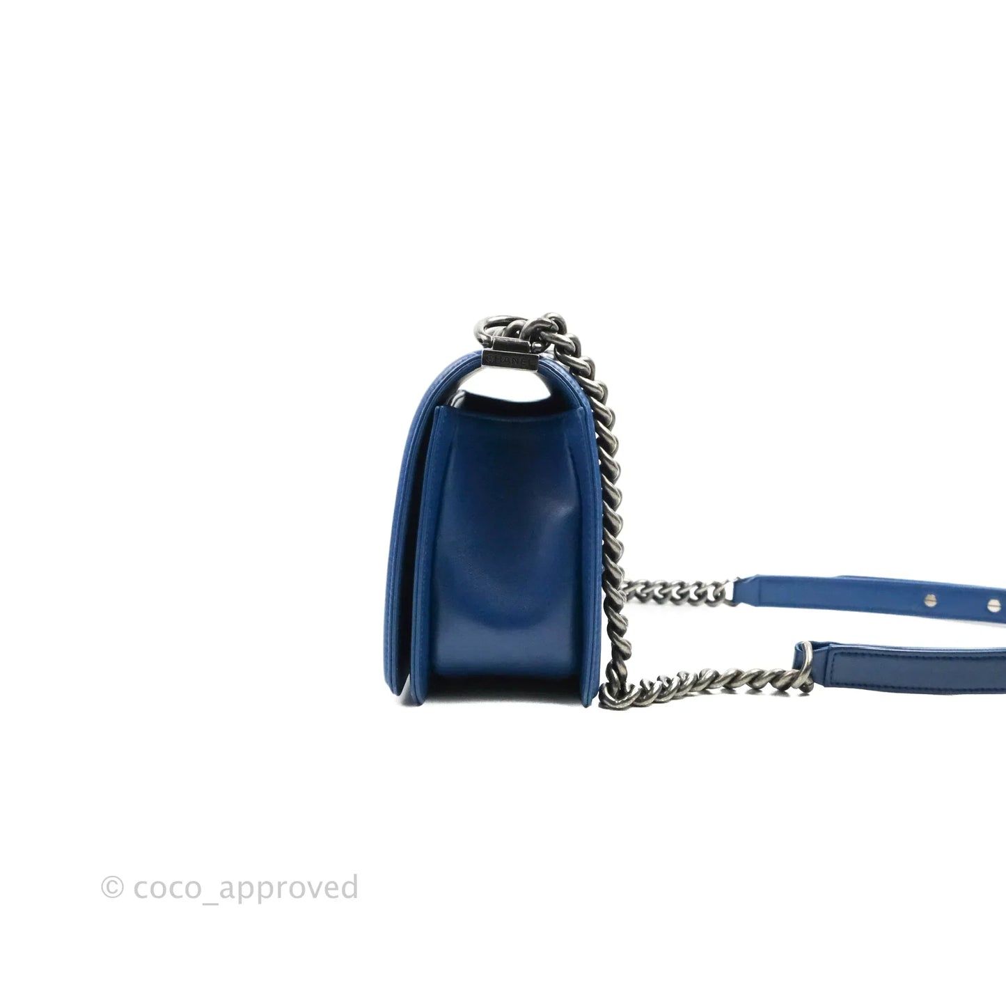 Chanel Quilted Medium Boy Blue Calfskin Ruthenium Hardware