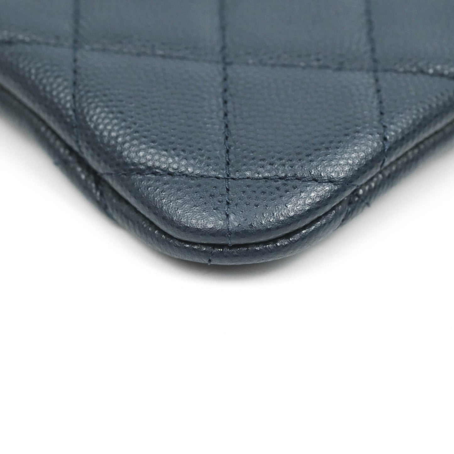 Chanel Mini Quilted O Case Navy Caviar Gold Hardware