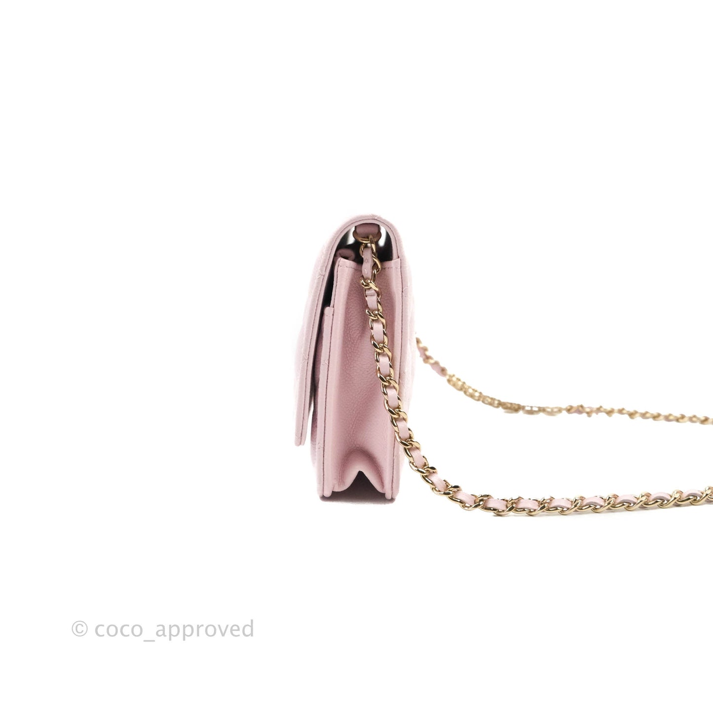 Chanel Quilted CC Chain Wallet on Chain WOC Light Pink Caviar Gold Hardware 22P
