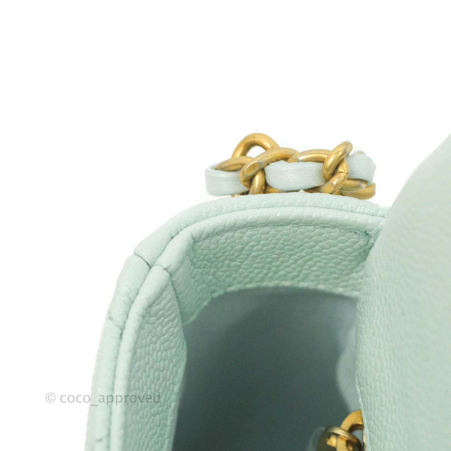 Chanel Quilted My Perfect Mini Iridescent Mint Green Caviar Aged Gold Hardware 21K