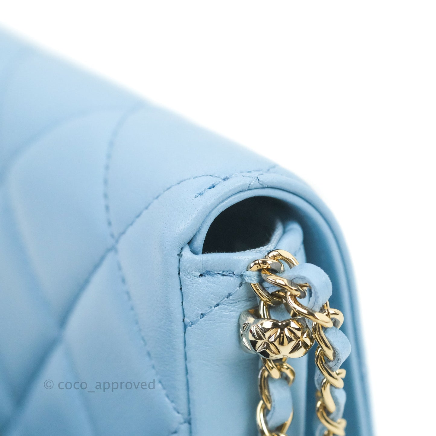 Chanel Mini Clutch With Chain Blue Lambskin Gold Hardware