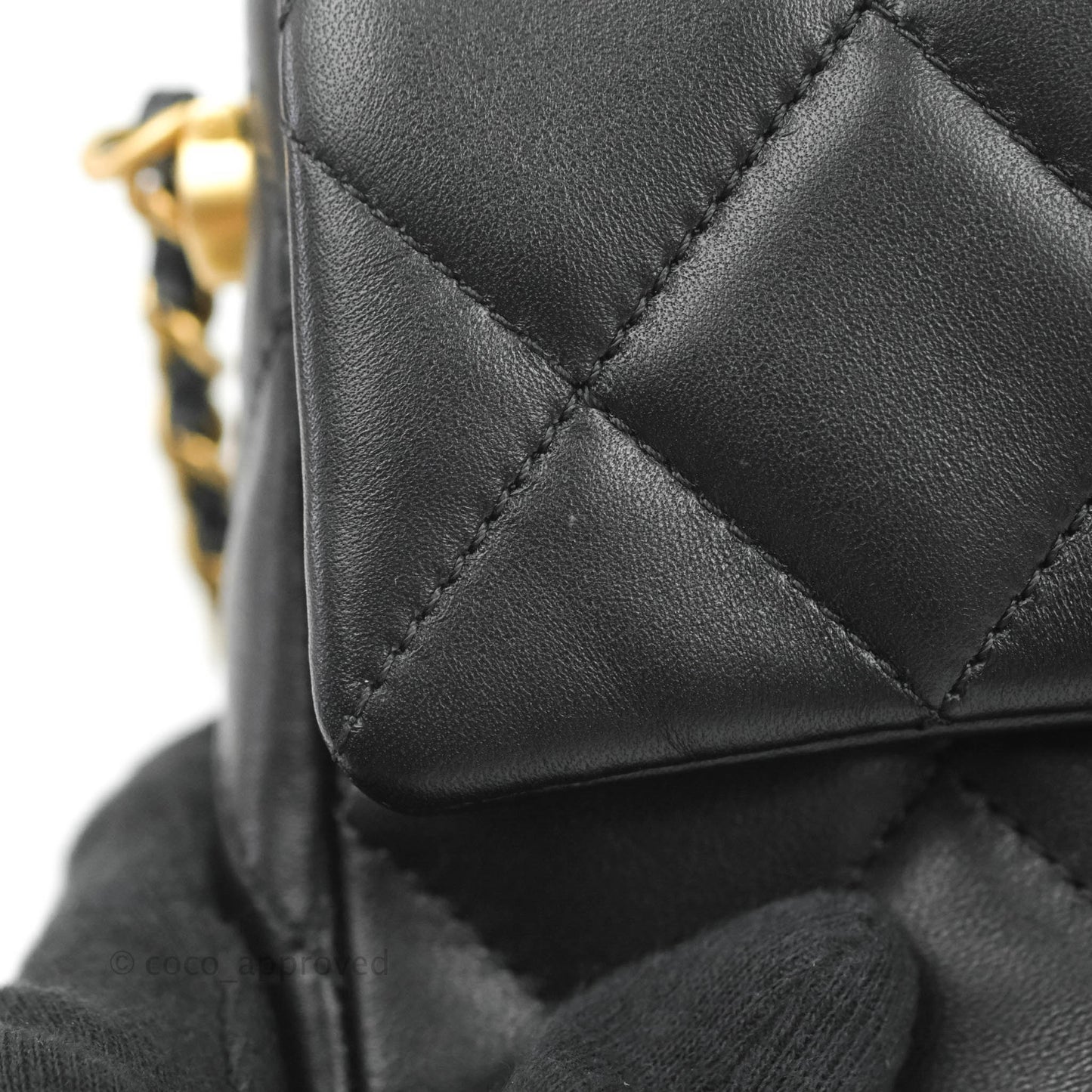 Chanel Quilted My Perfect Mini With Pearl Black Lambskin Gold Hardware