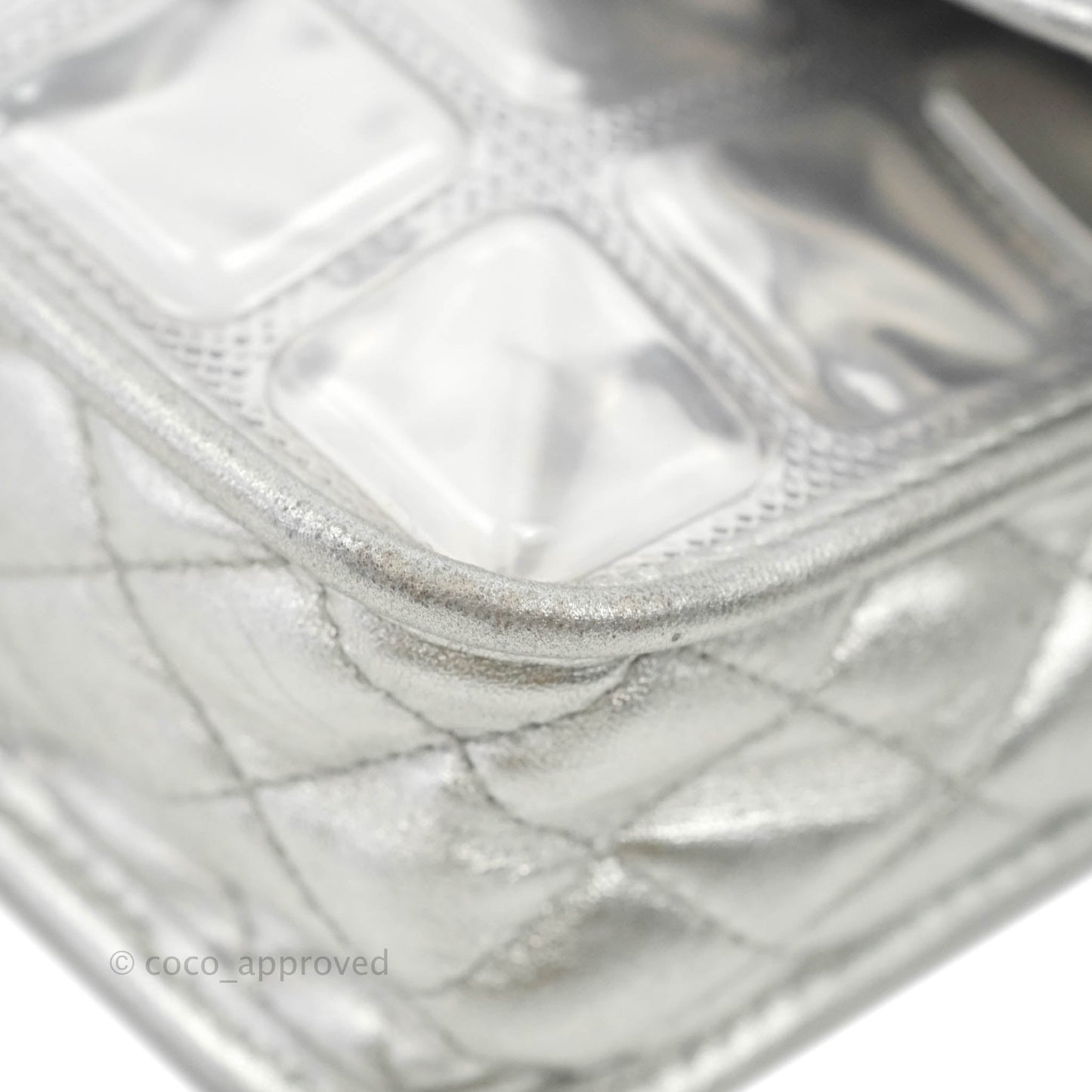 Chanel Vinyl Ice Cube Flap Bag Metallic Silver Silver Hardware