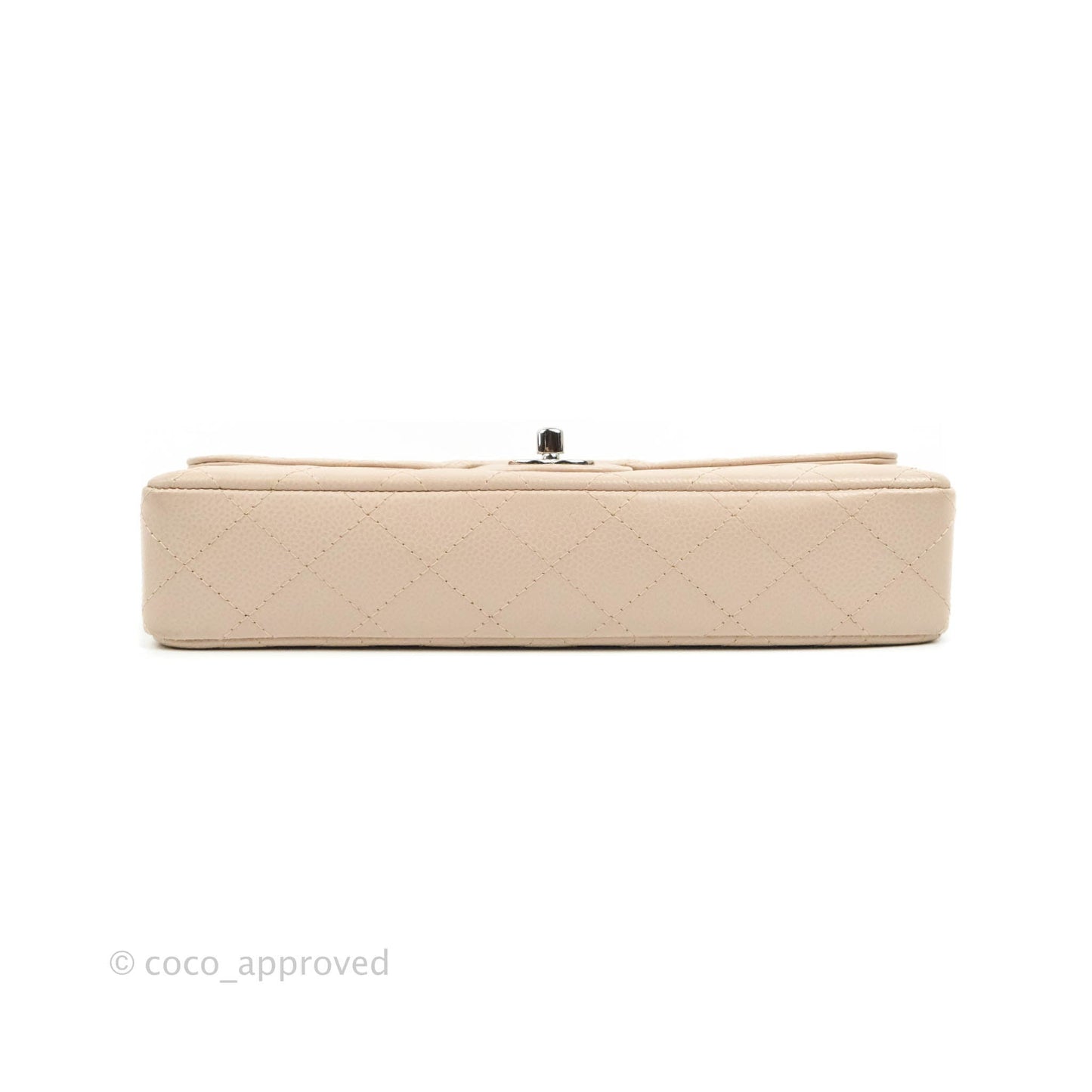 Chanel Quilted East West Flap Pale Pink Caviar Silver Hardware