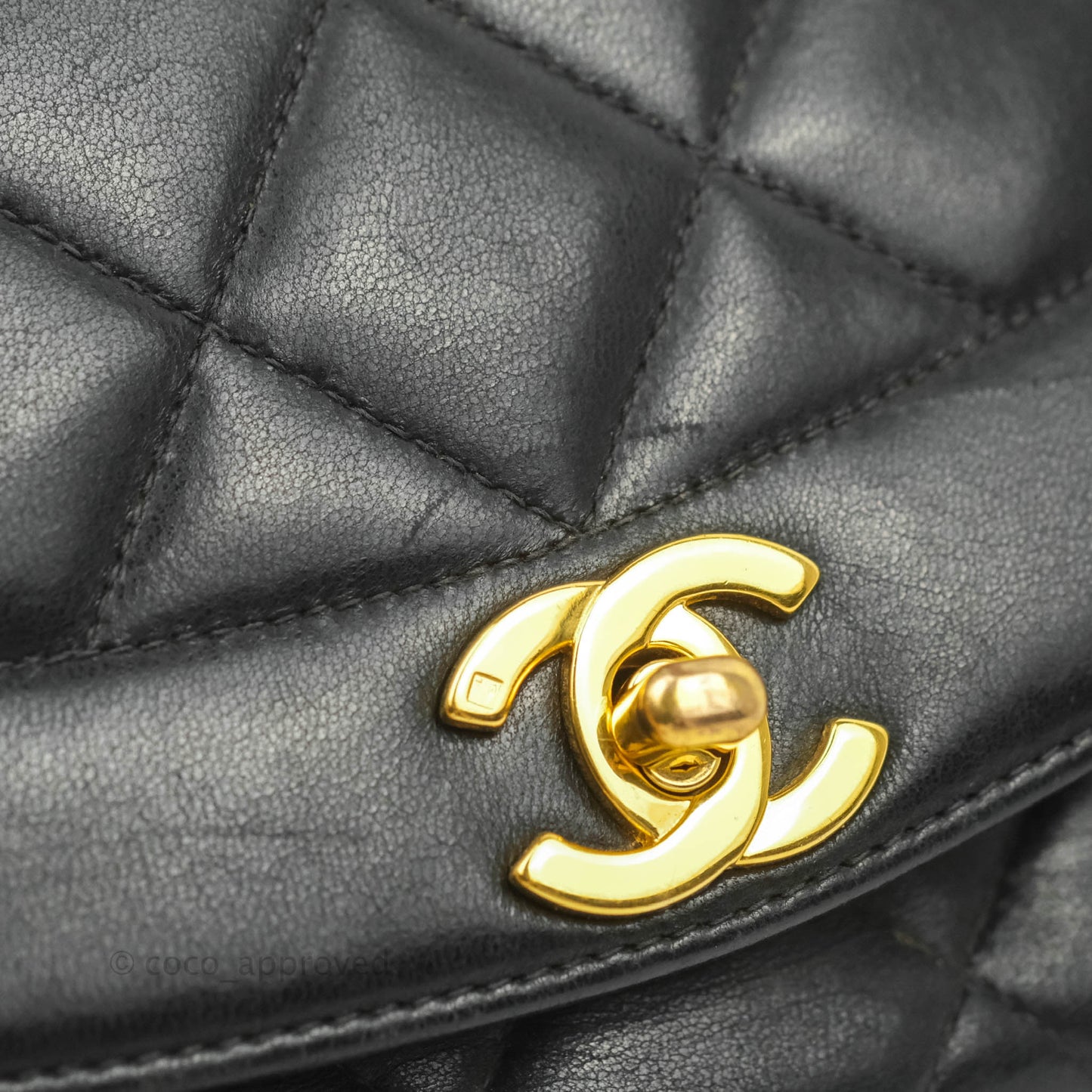 Chanel Vintage Small Classic Diana Flap Bag Black Lambskin 24K Gold Hardware