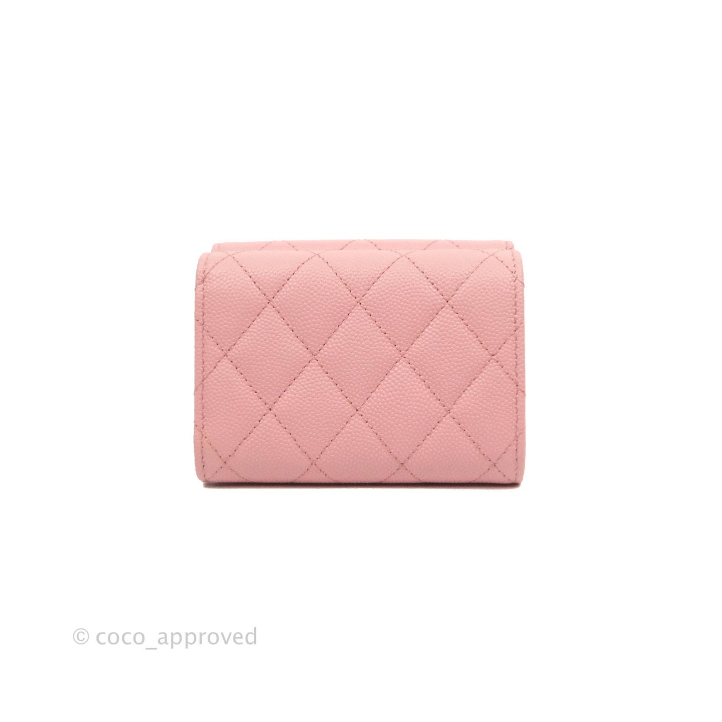Chanel Quilted Small Classic Flap Trifold Wallet Pink Caviar Gold Hardware