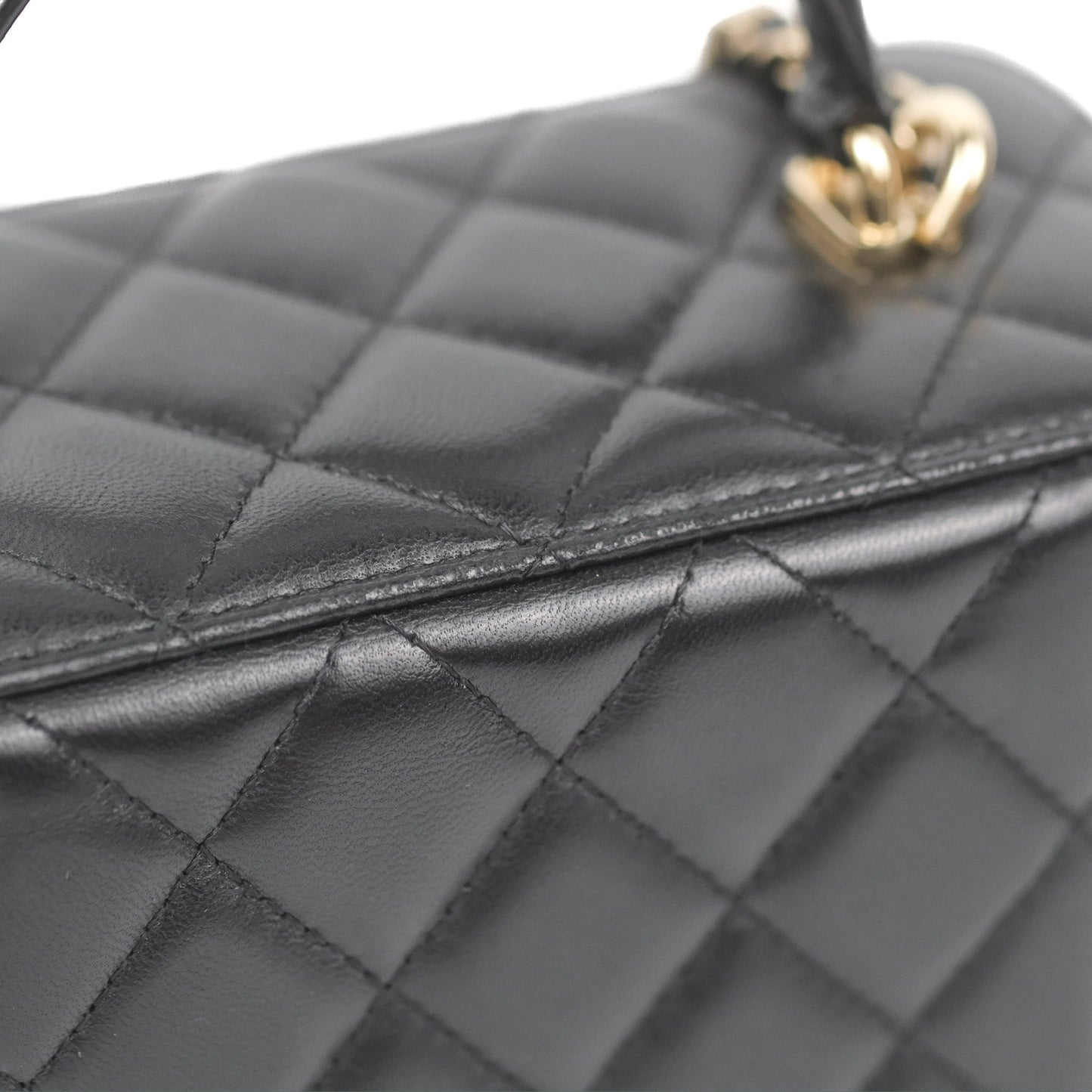 Chanel Vanity Rectangular Top Handle Black Lambskin Gold Hardware