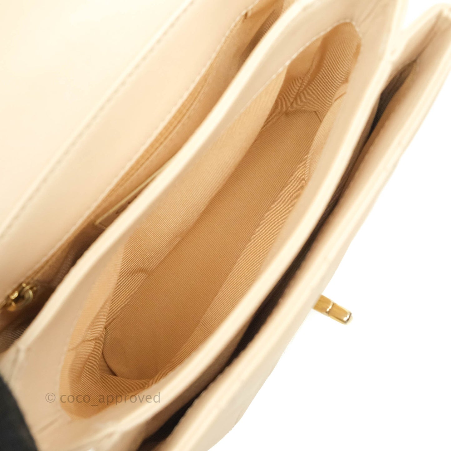 Chanel Small Gold Top Handle Bag Light Beige Lambskin Aged Gold Hardware