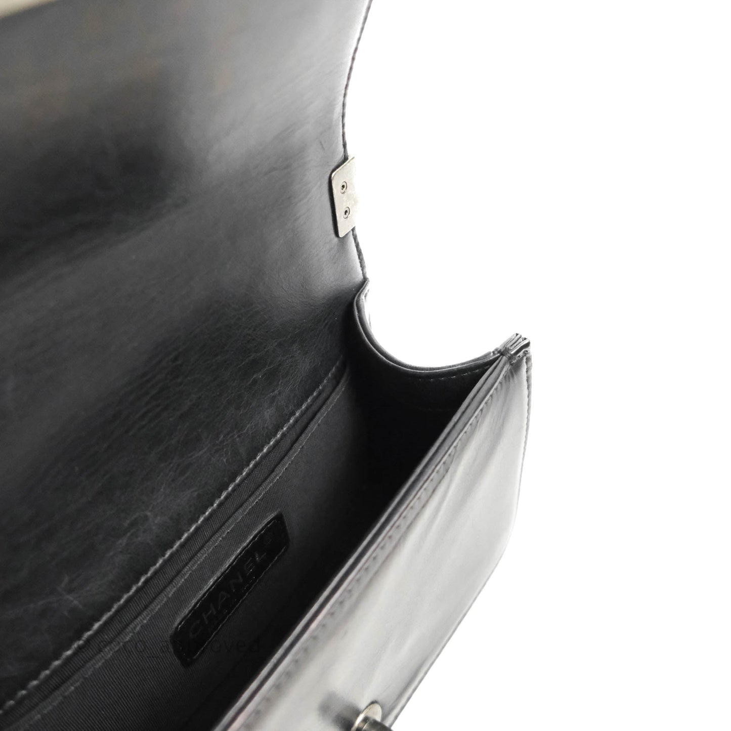 Chanel Small Boy Double Stitch Black Calfskin Ruthenium Hardware