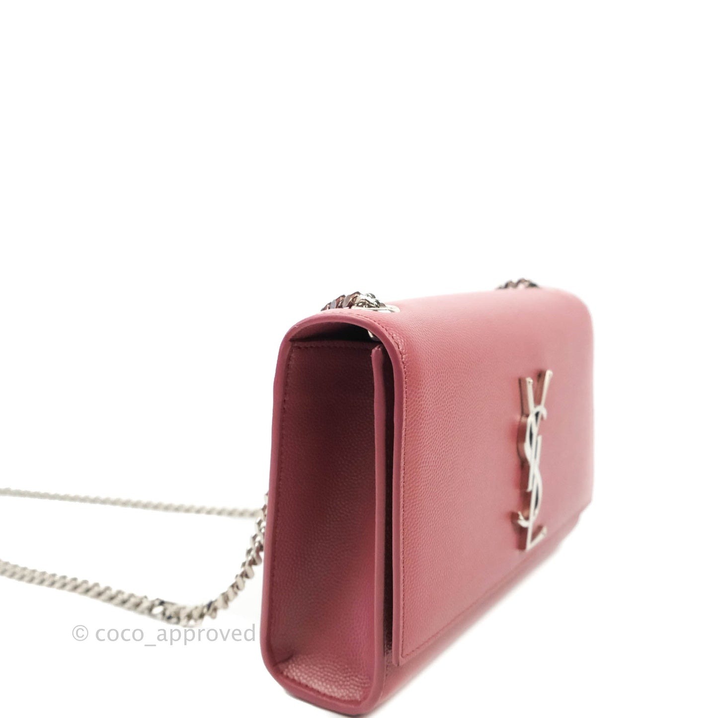 Saint Laurent New Small Classic Monogram Kate Chain Bag Mystic Rose Grained Calfskin Silver Hardware