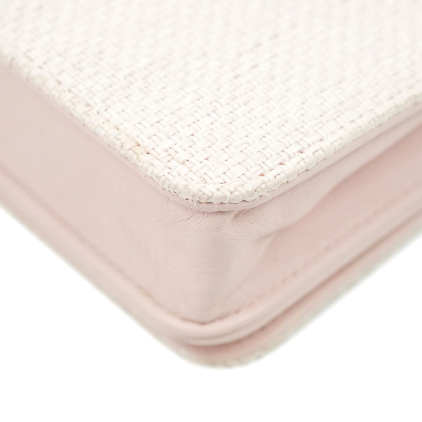 Chanel Deauville Wallet On Chain WOC Pink Canvas Silver Hardware