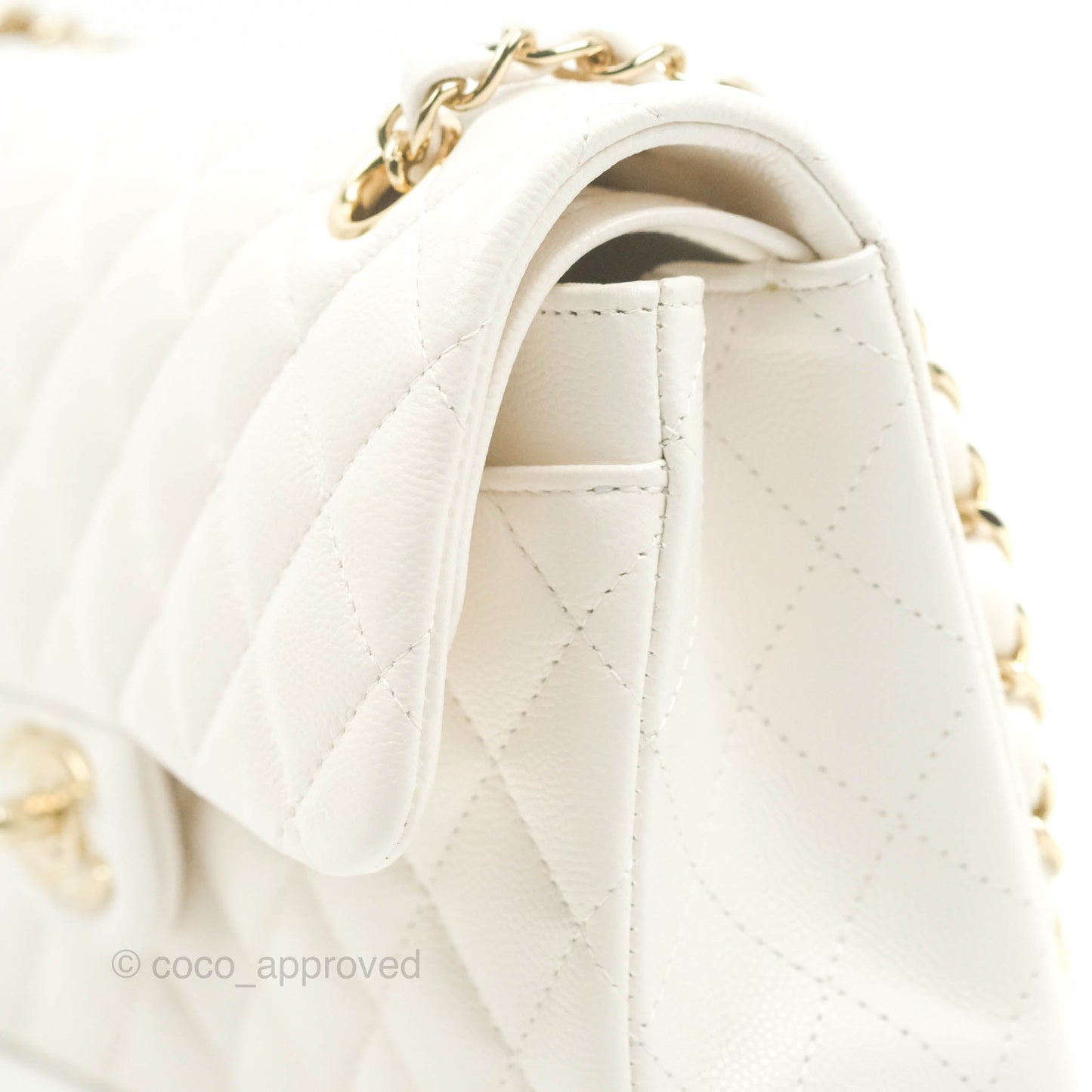 Chanel Classic Small S/M Flap White Caviar Gold Hardware 21S