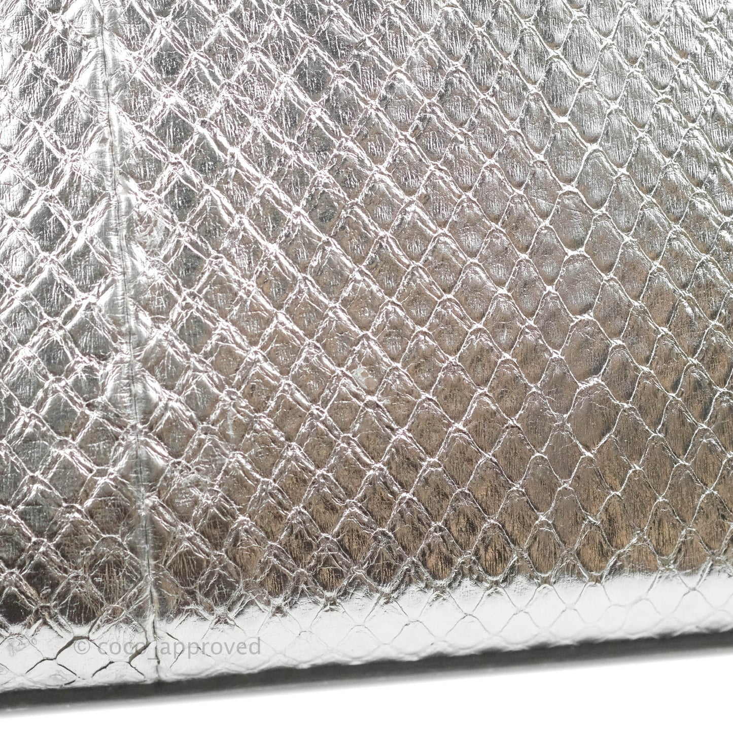 Saint Laurent Small Kate Bag Silver Python-Effect Gold Hardware