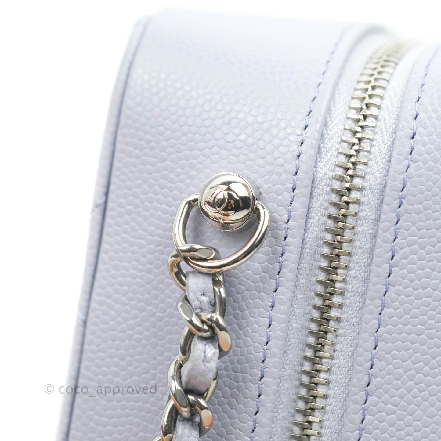 Chanel Quilted Camera Bag Lilac Caviar Silver Hardware