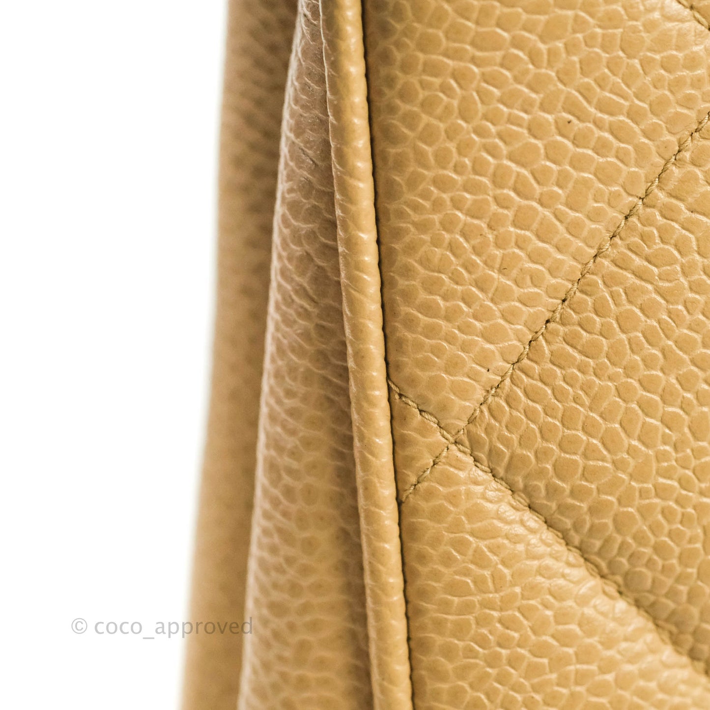 Chanel Vintage CC Quilted Tote Dark Beige Caviar 24K Gold Hardware