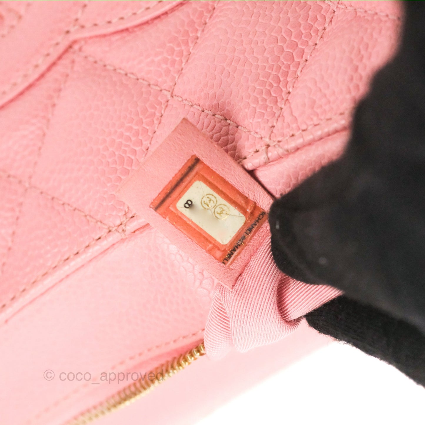 Chanel Vintage CC Quilted Shoulder Bag Pink Caviar Gold Hardware