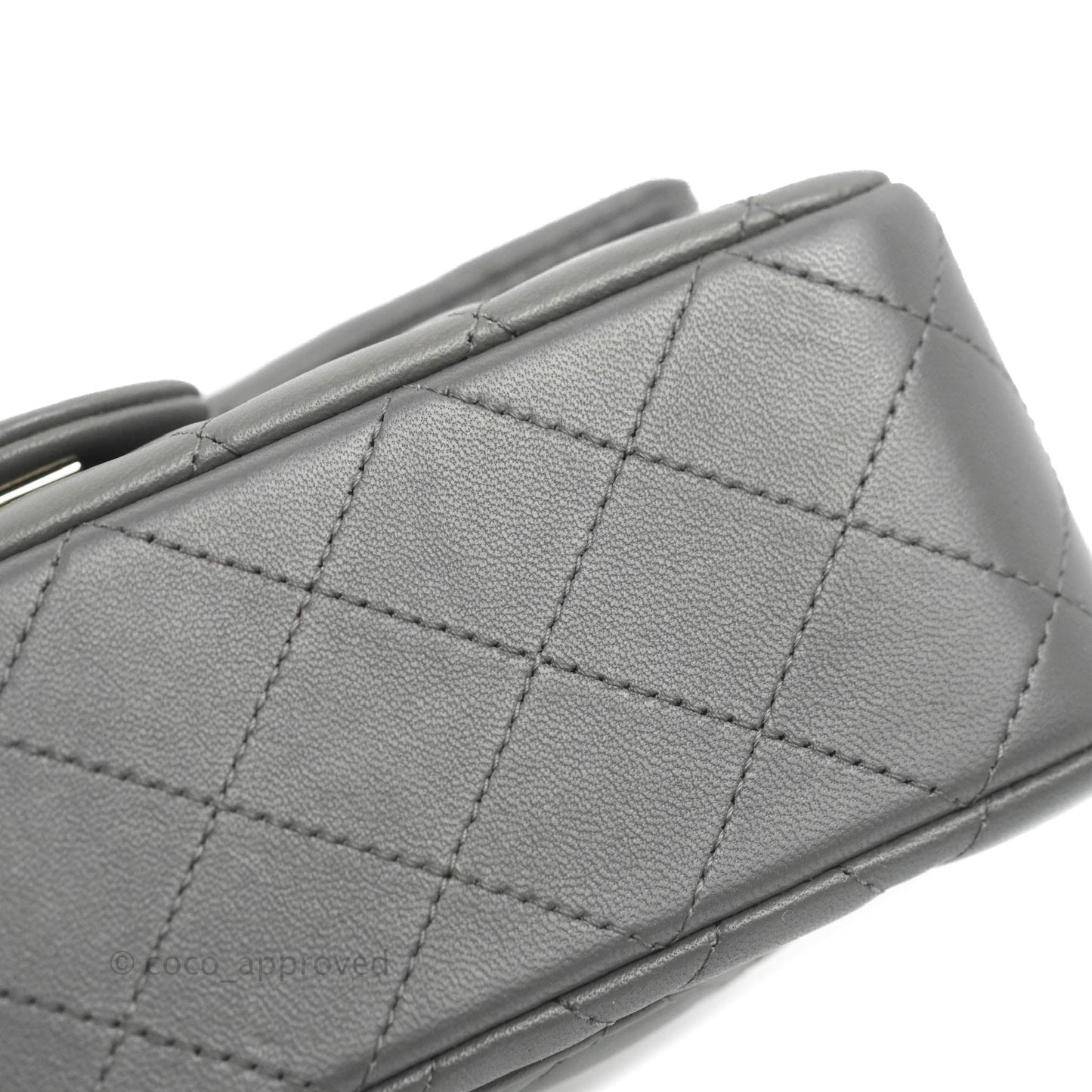 Chanel Top Handle Mini Rectangular Flap Bag Grey Lambskin Gold Hardware