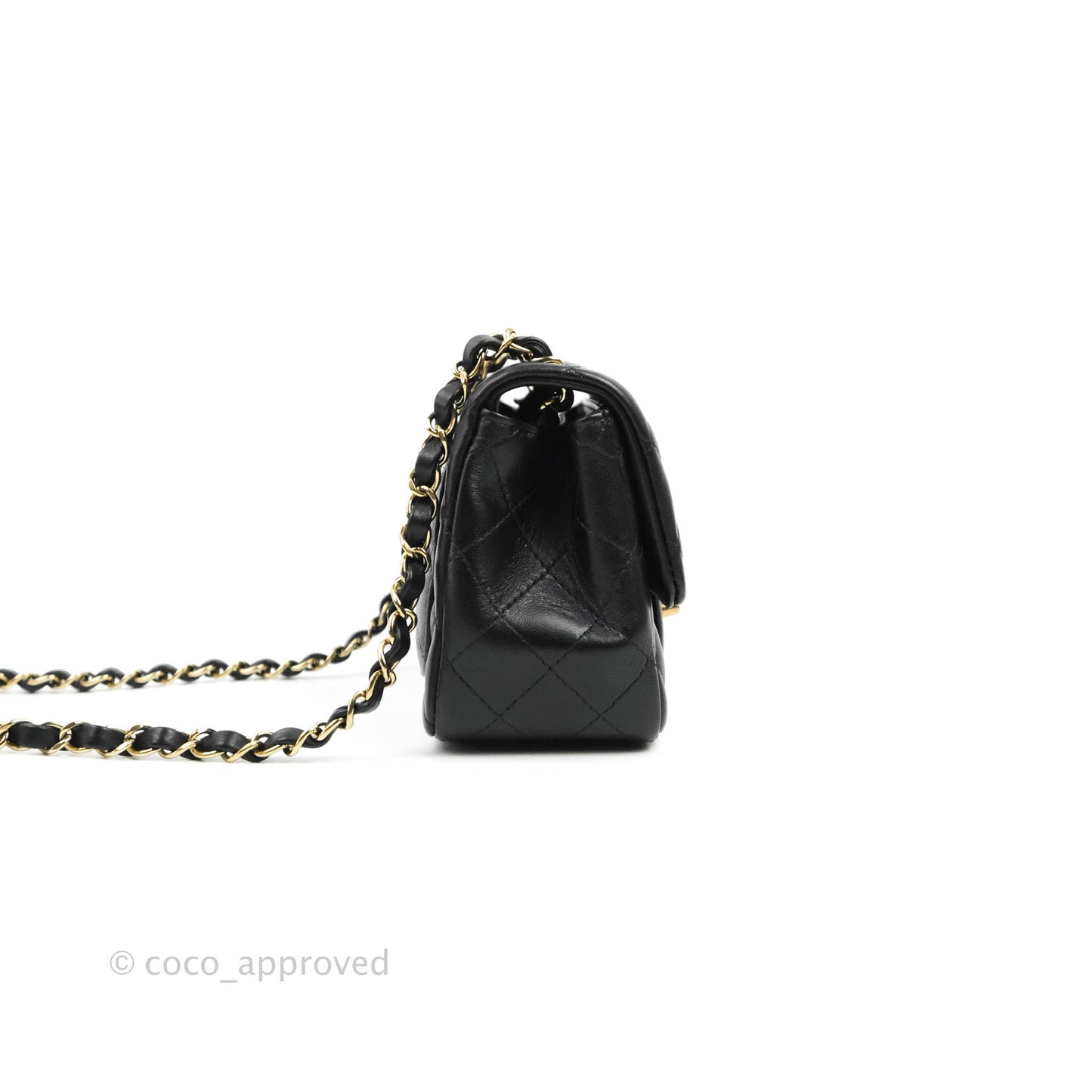 Chanel Quilted Mini Square Black Lambskin Gold Hardware