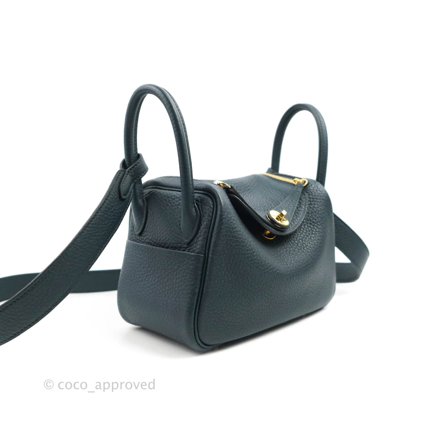 Hermès Mini Lindy 20 Vert Cypres Clemence Gold Hardware