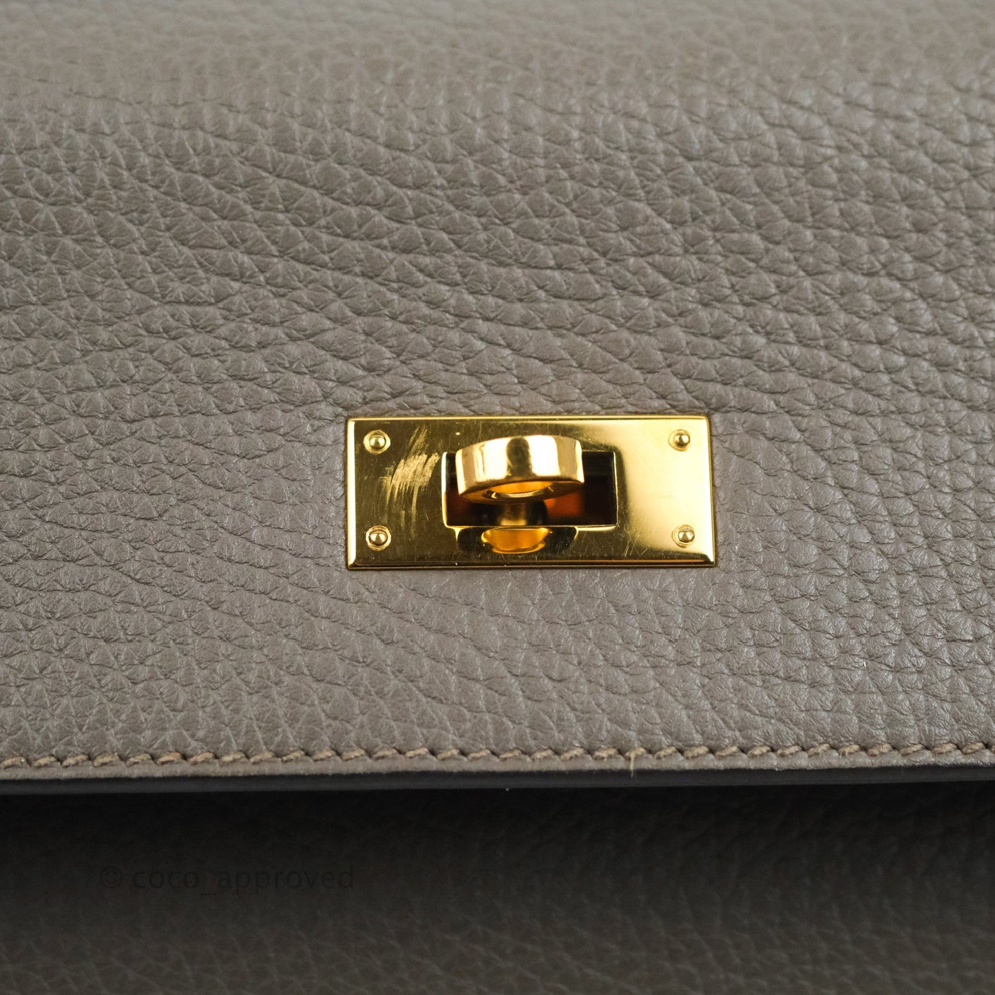 Hermès Kelly 35 Retourne Etain Clemence Gold Hardware